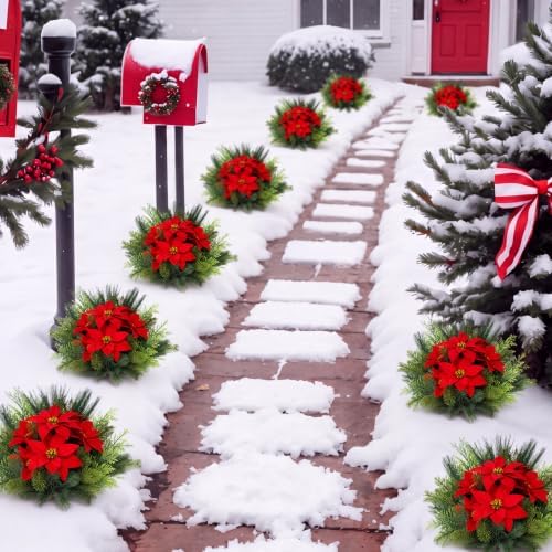 Suncalla 24 Pcs Artificial Christmas Flowers for Outdoors Winter, Stylish