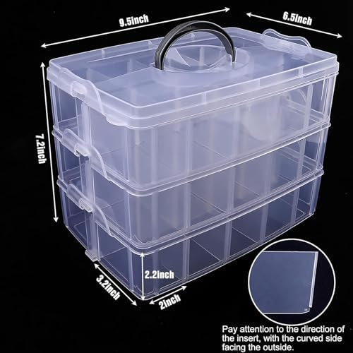 Bead Organizer 3 Tier 30 grid Stackable Craft Tackle Storage Container