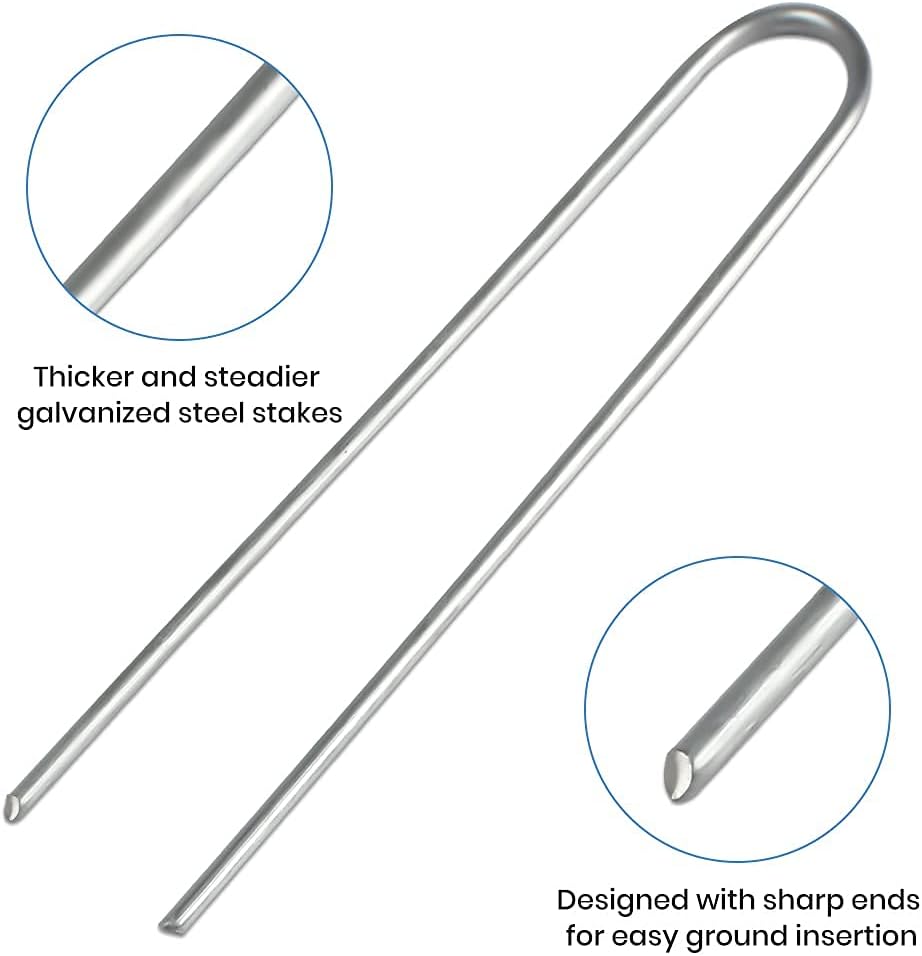 Landscape Staples 6 Inch Galvanized Garden Stakes 150 Pack,Garden Staples Heavy-Duty Sod Pins Anti-Rust Fence Stakes