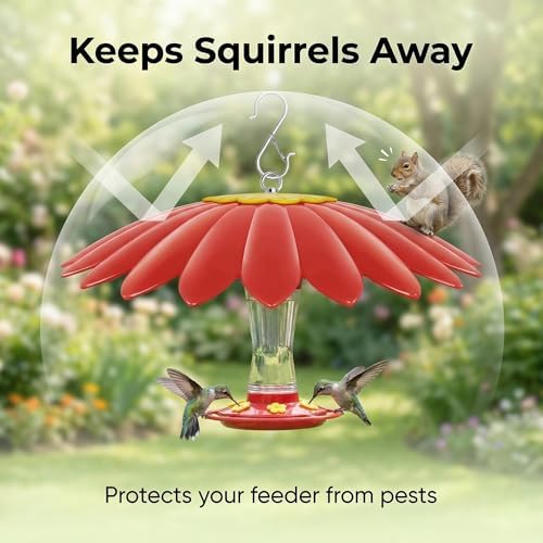 10.5 inch Bird Feeder Rain Guard,Hummingbird Feeder Shade Dome Cover,Umbrella Cover for Bird House for Outdoor,Squirrel Baffle,2 Pack(Red,Yellow)
