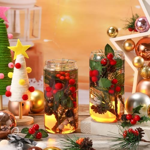 Panelee 48 Pcs Christmas Picks for Crafts, Xmas Floral Picks and Sprays