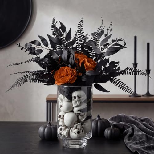 46 Pcs Halloween Gothic Flowers Skulls Vase Table Centerpiece