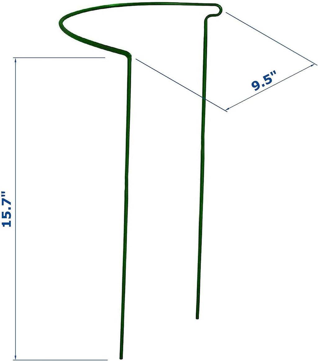 12 Pack 15.8 Inch High Plant Stake,Garden Plant Support,Half-Round Peony Cage Plant Ring Hoop