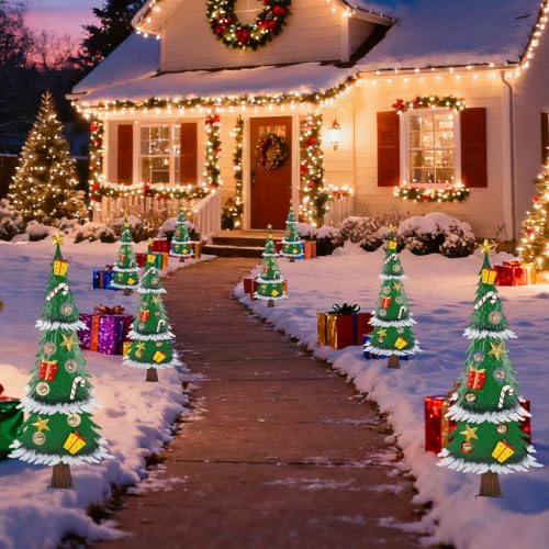 Hausse 2 Pack Christmas Tree with Stakes, 36" Outdoor Christmas Decoration