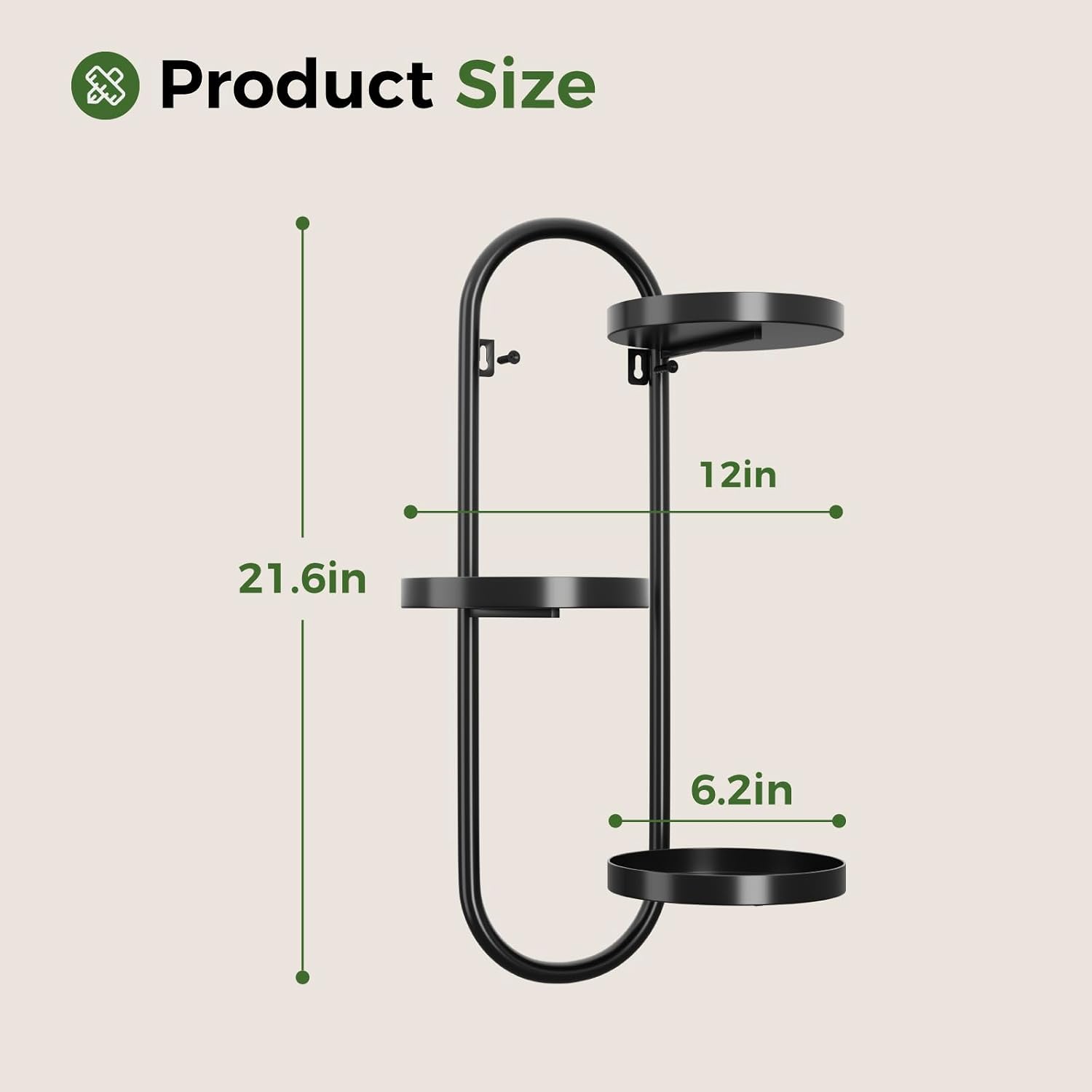 Laposso 3 Tier Wall Planter Metal Plant Hanger Indoor Black | Wall Plant Holder, Multiple Plants, For Patio Corner