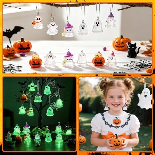 36Pcs Glowing in Dark Halloween Resin Ornaments for Small Tree