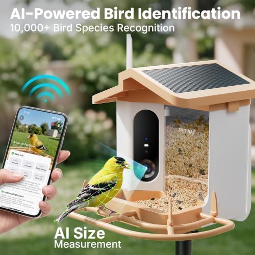 Smart Bird Feeder with 2K Camera Solar Powered, AI Identify Bird Species