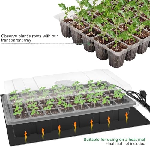 MIXC 5 Pack Seed Starter Tray, 200Cell Mini Propagator Greenhouse Grow Kit