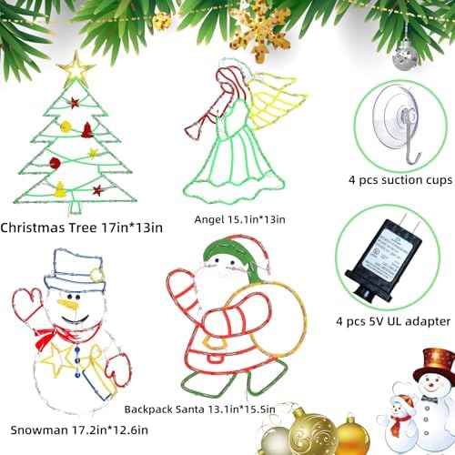 TRWYMZ Christmas Decorations - 16" Christmas Window Silhouette Lights