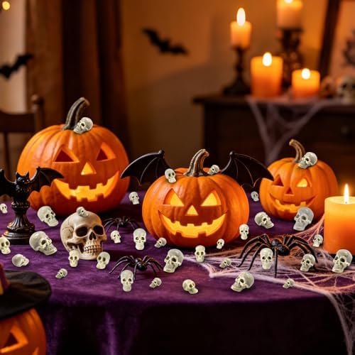 150 PCS Halloween Mini Skull Heads Plastic Skeleton Head Party Decorations