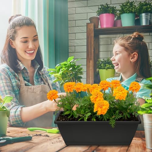 Window Box Planter, 6 Pcs 17" Flower Rectangle Planters Boxes, Dark Gray