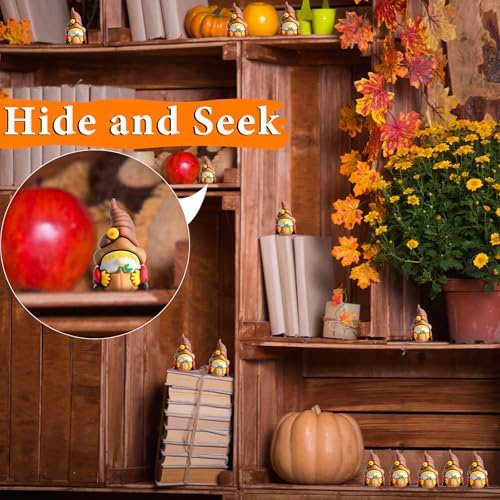 Beeveer 30 Pcs Fall Scarecrow Gnome Figurines, Mini Pumpkin Harvest Decor