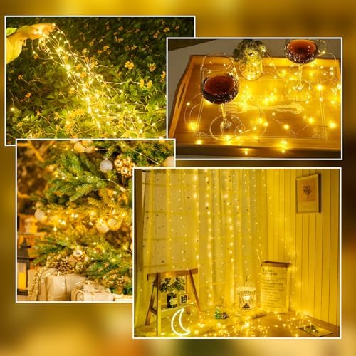 2 Pack Fairy Lights Battery Operated with Remote 16FT 50 LED Twinkle Lights