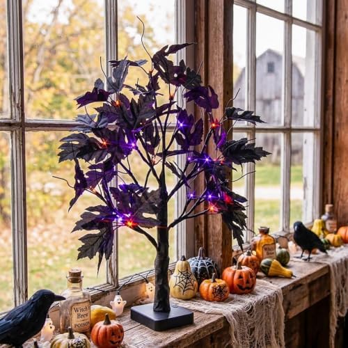PABIPABI Halloween Decorations Indoor, Halloween Tree Lights with Timer