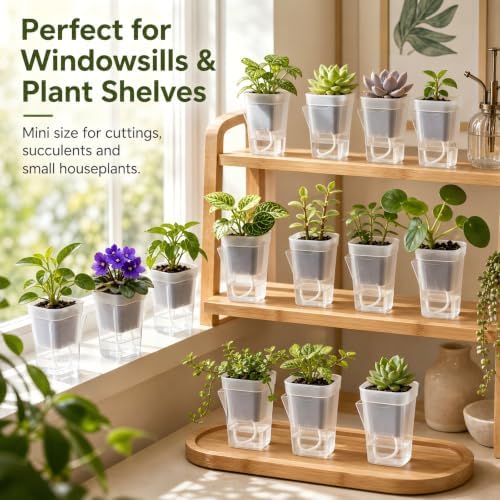 12 Pack 2.5 Inch Clear Self Watering Pots for Indoor Plants