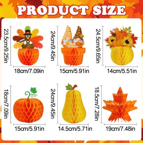 6Pcs Fall Table Honeycomb Centerpieces Thanksgiving Home Decor