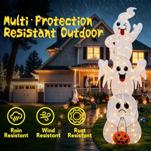 3 Pack 7FT Giant Halloween Decorations Outdoor Light Up Ghost Decor
