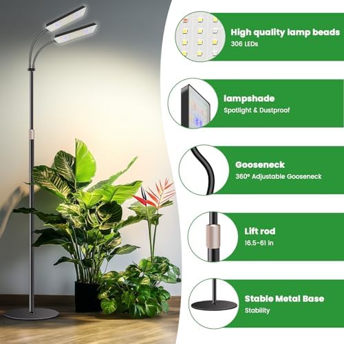 Wiaxulay Floor Grow Light with 68in Stand, Full Spectrum for Indoor Plants