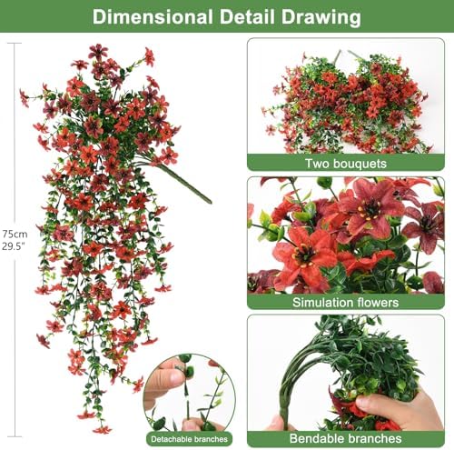 INQCMY Artificial Fake Hanging Flowers Plants for Outdoor Fall Decoration