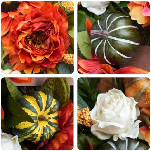 24 Inch Fall Wreaths for Front Door Outdoor, Autumn Wreath for Thanksgiving