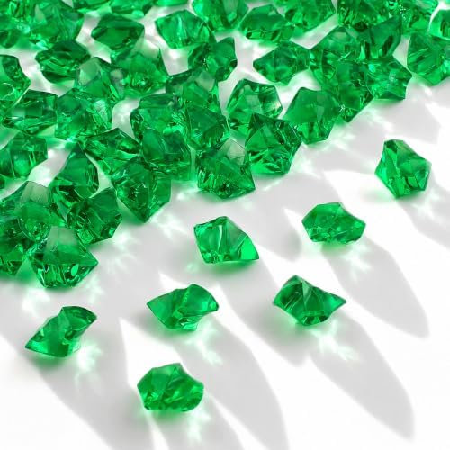 160 Pieces Deep Green Acrylic Fake Ice Rocks, Vase Filler for Table Scatter