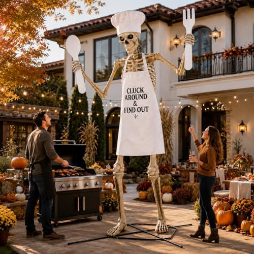 4 Pcs Chef Outfits Set for 12 Ft Giant Skeleton Halloween Yard Decor