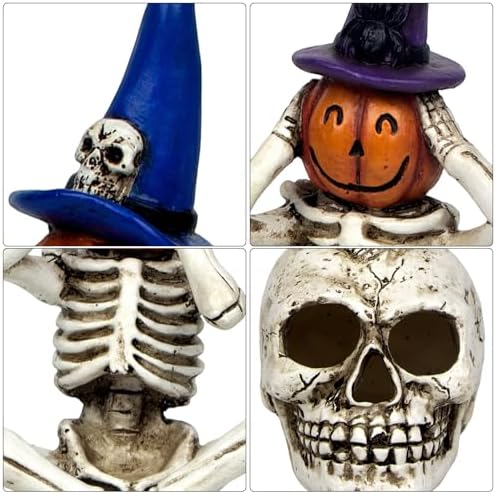 Halloween Skeleton Statue Set of 3, See Speak Hear No Evil Figurines