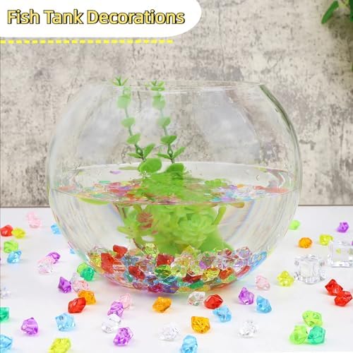 YATOJUZI 500pcs Fake Ice Cubes Sky Blue Acrylic Crushed Rocks Vase Fillers Plastic Diamonds Gems for DIY Party Wedding Centerpiece Table Scatter Prop Display 0.5" (Only Sky Blue)