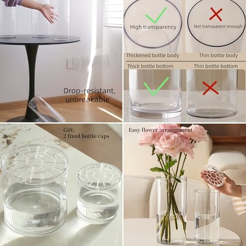 Clear Acrylic Cylinder Flower Vase Large Plastic Centerpieces Vase