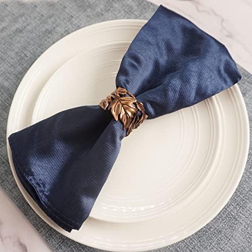 Leaf Shape Napkin Rings Set of 6, Bronze Napkin Rings Metal Napkin Ring Holders for Dinner Party, Wedding, Banquets,Thanksgiving, Holiday Table Settings