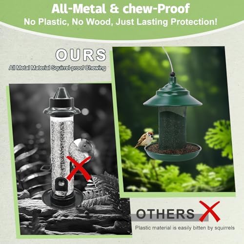 Finch Feeder - All-Metal Squirrel Proof Thistle Nyjer Seed Bird Feeder for Outdoors, 2.5LB Capacity, Powder-Coated Rust Resistant Mesh Design for Goldfinches & Small Birds Green (Pack of 2)