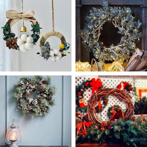 16 Pcs 6 inch Natural Grapevine Wreath Set, Hand-Woven Vine Branch Wreaths for DIY Crafts, Christmas Decorations, Home & Event Styling