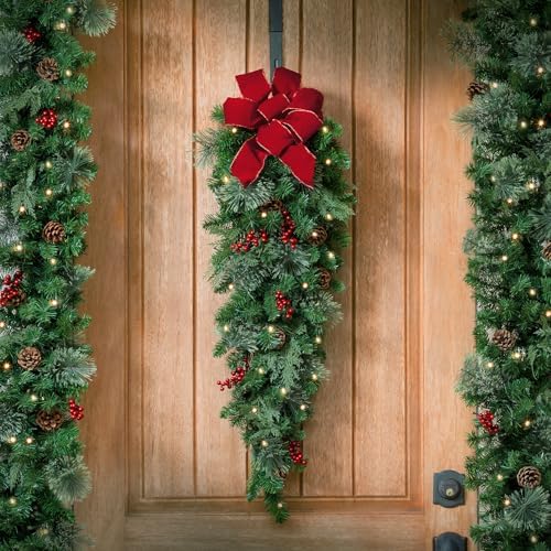 Haute Decor Classic Pre-lit Holiday Swags (Set of Two 3 Ft. Swags) with Warm White LED Lights