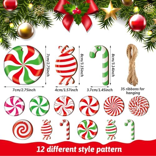 Qunclay 36 Pcs Candy Cane Christmas Ornaments