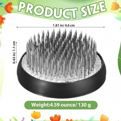 Sliner 16 Pcs Floral Frogs Round Flower Holder,Silver,1.81 Inch
