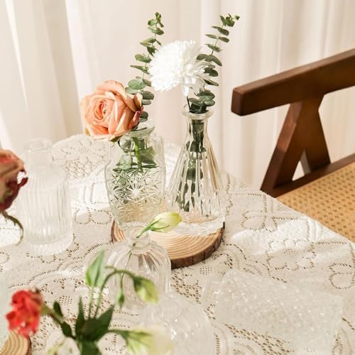 Mini Bud Vases Set of 32 As Wedding Centerpieces for Tables,Clear Bud Vases for Flowers,Small Flower Vases Suitable for Birthday Party,Anniversary,Wedding Reception,Baby Shower (Clear, 32PCS)