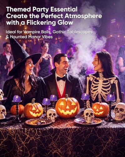 Homemory 12Pcs Halloween Purple Dripping Flameless LED Candles,1.58"x 1.2"