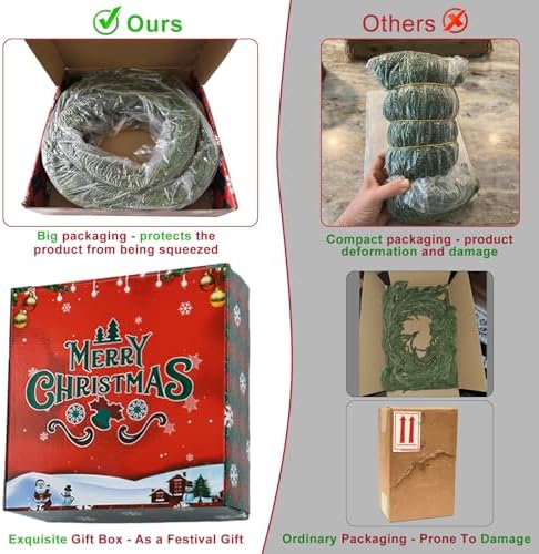 Christmas Cedar Garland for Staircase Real Touch Droopy Bendable Lifelike Faux Xmas Garlands for Decoration Christmas Green Pine Mantle Garland Thanksgiving Table Decorations Outdoor Indoor 60"