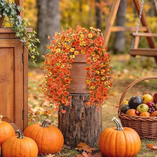 Hommyea Artificial Fake Fall Flowers Plants for Outdoors Mums Home Decor