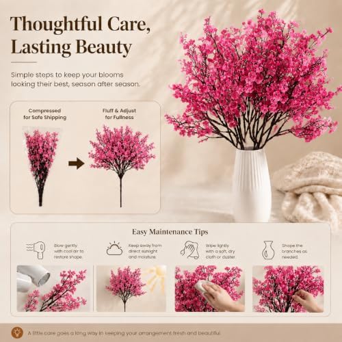 Mandy's 6 Bundles Artificial Hot Pink Baby’s Breath Flowers