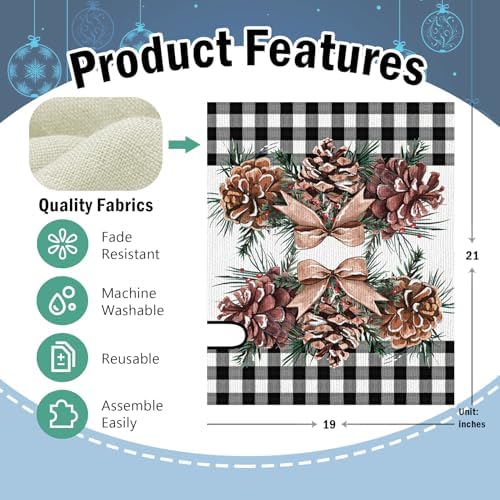Winter Pine Cone Mailbox Cover Magnetic Standard Size 21" x 19"