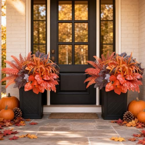 Fall Artificial Plants Faux Greenery for Outdoor Porch Planter Decoration