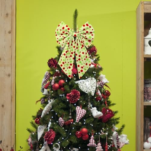 Suncalla 2 Pcs Red Green Christmas Dot Wreath Bows 18'' x 12''