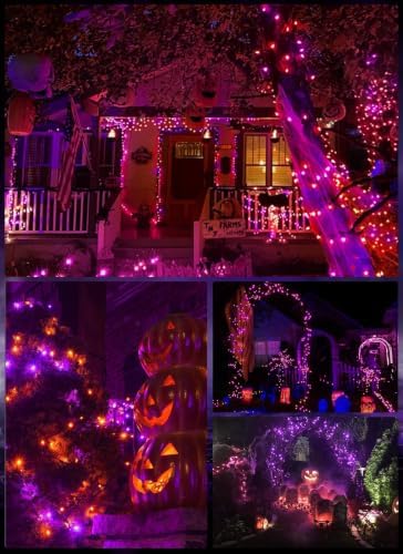Orange Purple Outdoor Halloween Lights, 39Feet 100LED Christmas Mini Lights