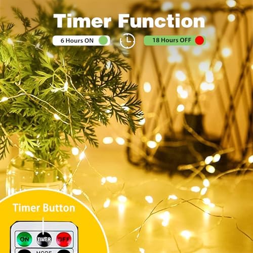 4 Pack Fairy Lights Battery Operated Twinkle String Light Remote Warm White
