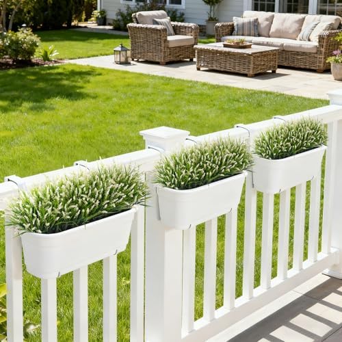 Ammyoo 24 Pcs Artificial Fake Plants UV Resistant for Outdoor Decoration