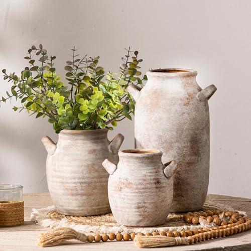 Vanselia Ceramic Flower Vase Home Decor Living Room Table Vases (6" Rustic)