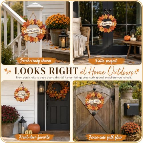 Wooden Fall Wreath Door Hanger, Tis the Season Sign for Front Door