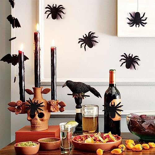 Halloween Hanging Spiders - Realistic Hairy Decorations for Party and Haunted House, 12 Pack