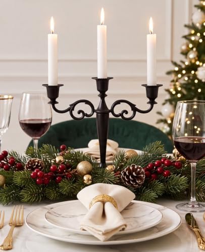 Black Candelabra Halloween 3 Arm Matte Gothic Taper Candle Holder